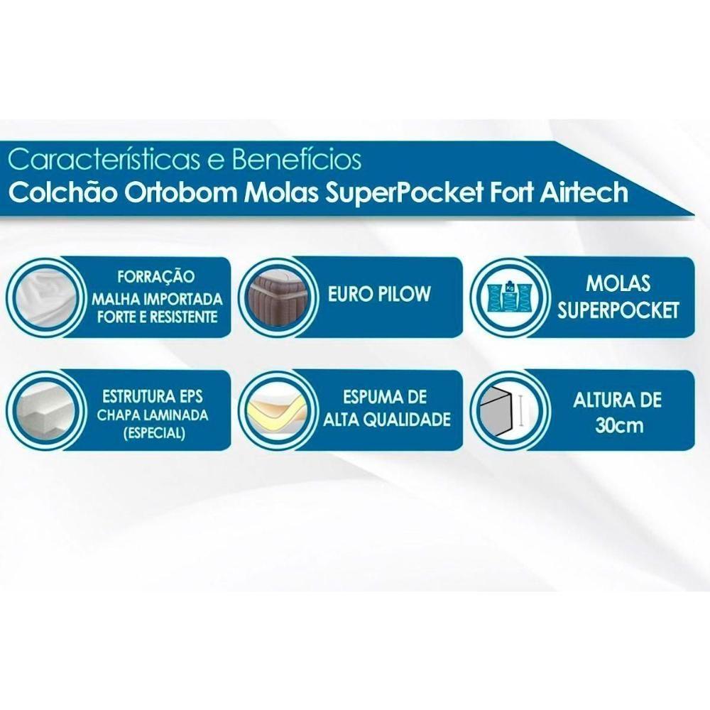 Colchão Solteiro Molas Ensacadas Superpocket Airtech Spring Ortopillow (78x188x25) - Ortobom - 3