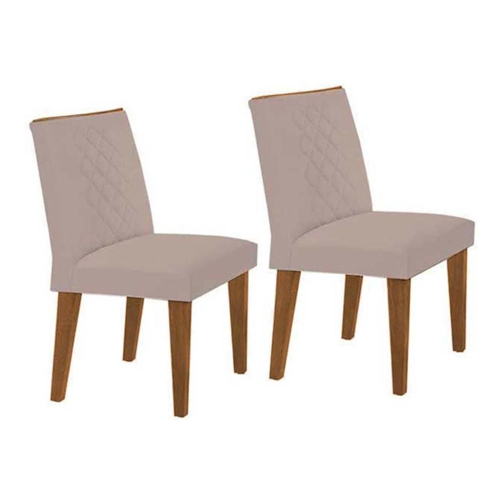 Kit 2 Cadeiras De Cozinha Jade Madeira Capuccino-suede Creme - Rufato - 1