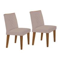 Kit 2 Cadeiras De Cozinha Jade Madeira Capuccino-suede Creme - Rufato - 1