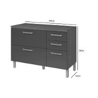 Gabinete P- Pia Cozinha Balcão C- Tampo Princesa C- 2 Portas E 3 Gavetas 120cm Freijo-grafite - Nesher