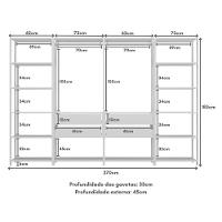 Guarda-roupas Closet Modulado 270cm 4 Peças Com 4 Gavetas E Cabideiros Multimóveis Mp4321 - Branco Branco - 5