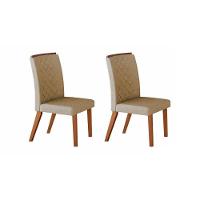 Kit 2 Cadeiras Sala Jantar Jade 2 Un Madeira Capuccino-suede Capuccino - Rufato - 1