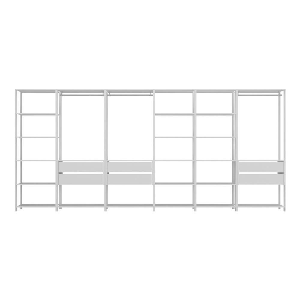 Guarda-roupas Closet Modulado 405cm 6 Peças Com 6 Gavetas E Cabideiros Multimóveis Mp4322 - Branco Branco - 7