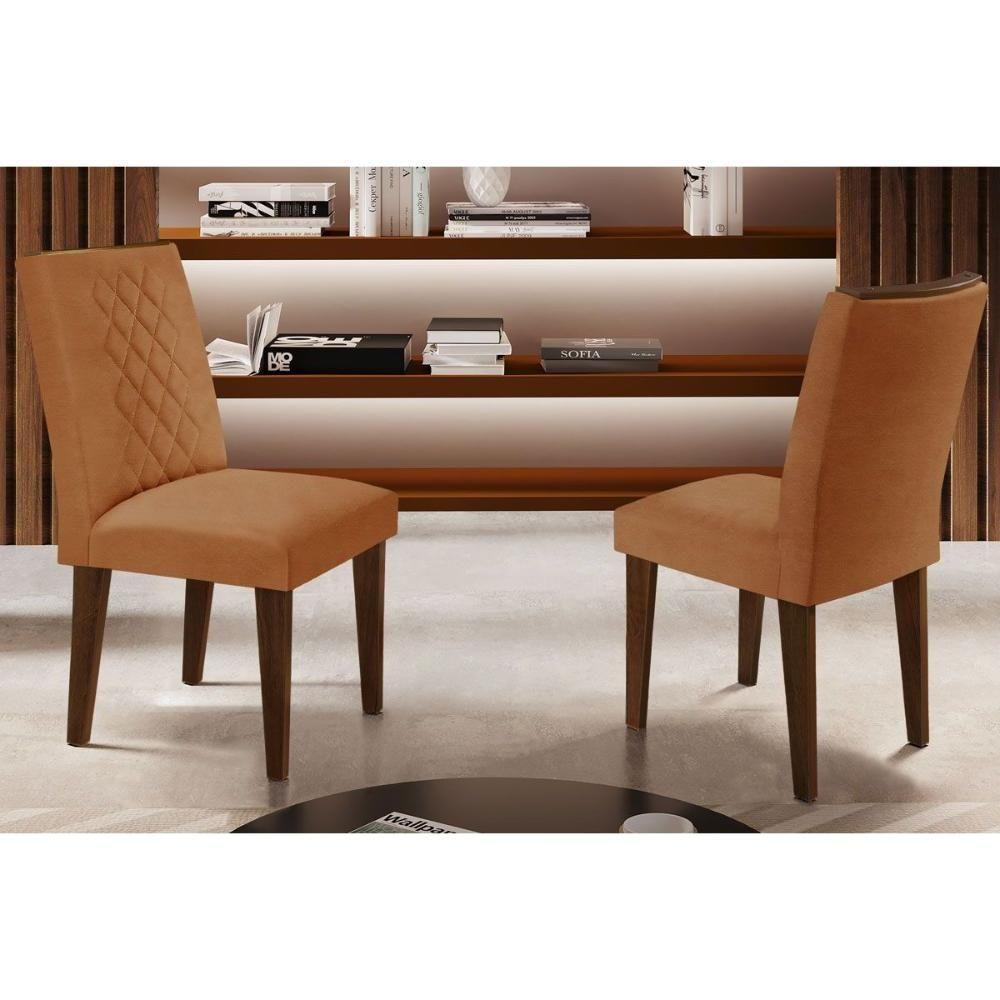 Kit 2 Cadeiras Sala Jantar Jade 2 Un Madeira Capuccino-linho Grafite - Rufato - 8