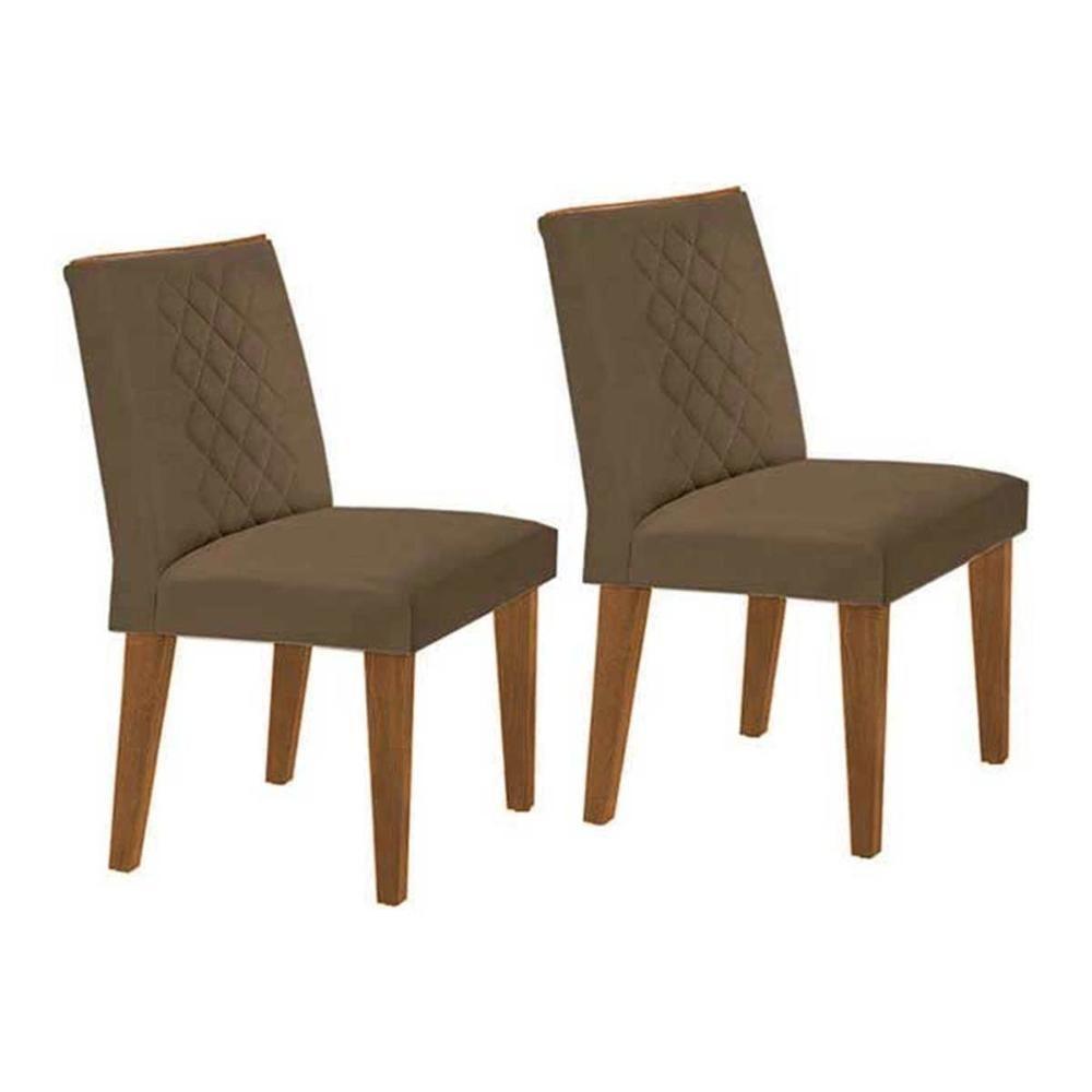 Kit 2 Cadeiras Sala Jantar Jade 2 Un Madeira Capuccino-suede Capuccino - Rufato - 1