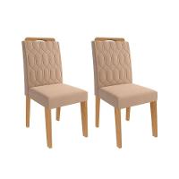 Kit 2 Cadeiras Sala Jantar Paola Wood 2 Un Madeirado-suede Nude Bege - Cimol - 1