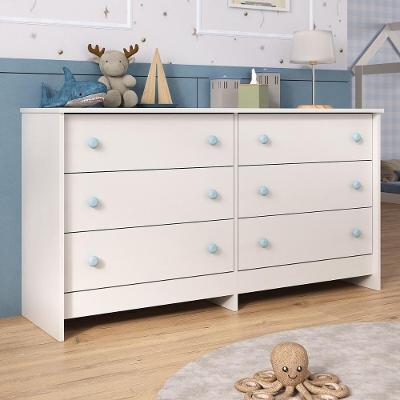 Cômoda Infantil Mp4336 6 Gavetas MDP Puxador Plástico Branco Fosco
