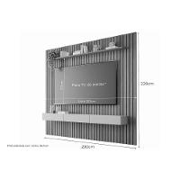 Rack Bancada Com Painel Para Tv Até 75 Pol Maragogi Ripado 1 Porta E 2 Gavetas 230x220cm Cinamomo-off White - Permóbili - 3