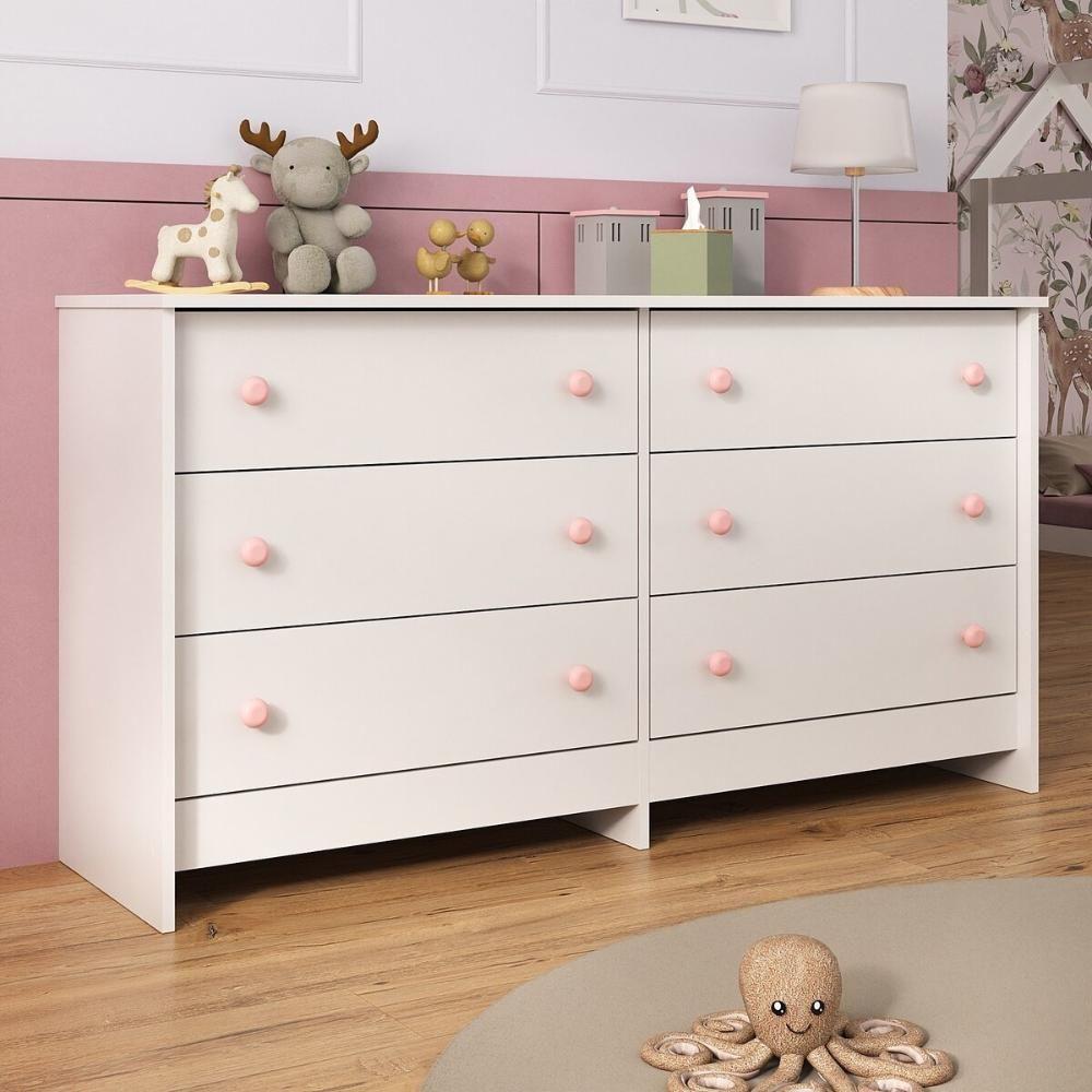 Cômoda Infantil 136cm Com 6 Gavetas Multimóveis Mp4335 Branco Branco - 1