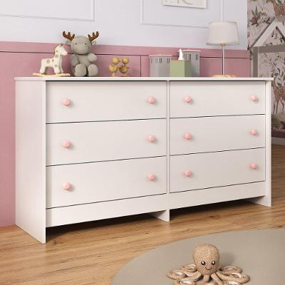 Cômoda Infantil Mp4335 6 Gavetas MDP Texturizado Puxador Plástico Branco
