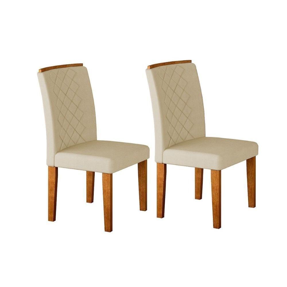 Kit 2 Cadeiras Sala Jantar Jade 2 Un Madeira Capuccino-suede Creme - Rufato - 1