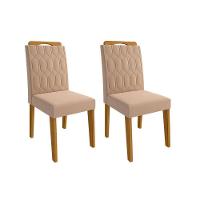 Kit 2 Cadeiras Sala Jantar Paola Wood 2 Un Savana-madeirado-suede Nude Bege - Cimol - 1