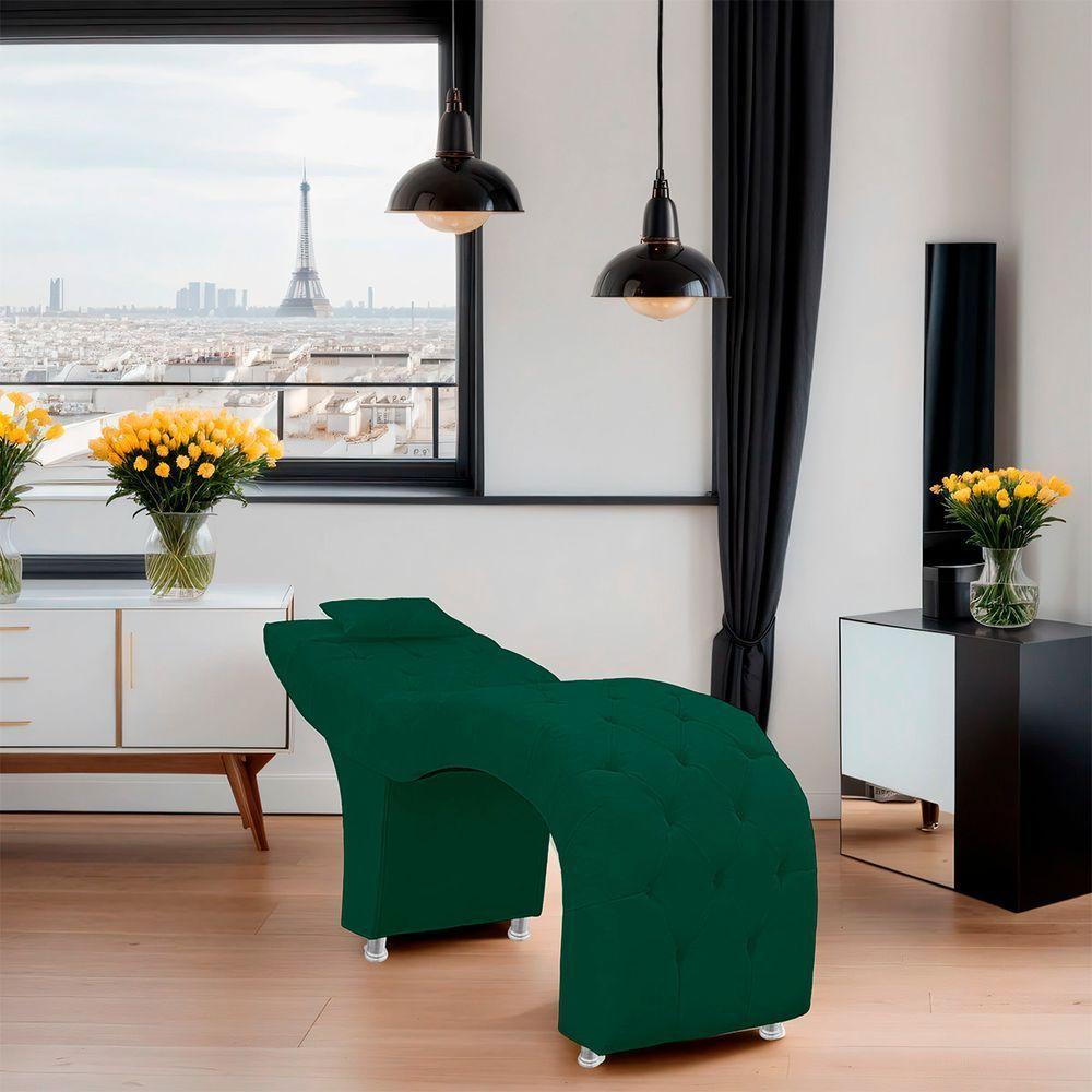 Maca Estofada Capitone Julia Para Estetica Facial Sombrancelha E Cilios Suede Cor Verde Esmeralda - 6