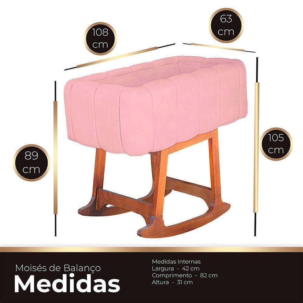 Moises Balanço Com Colchão Para Baby Cor Rosa Bebe - 2