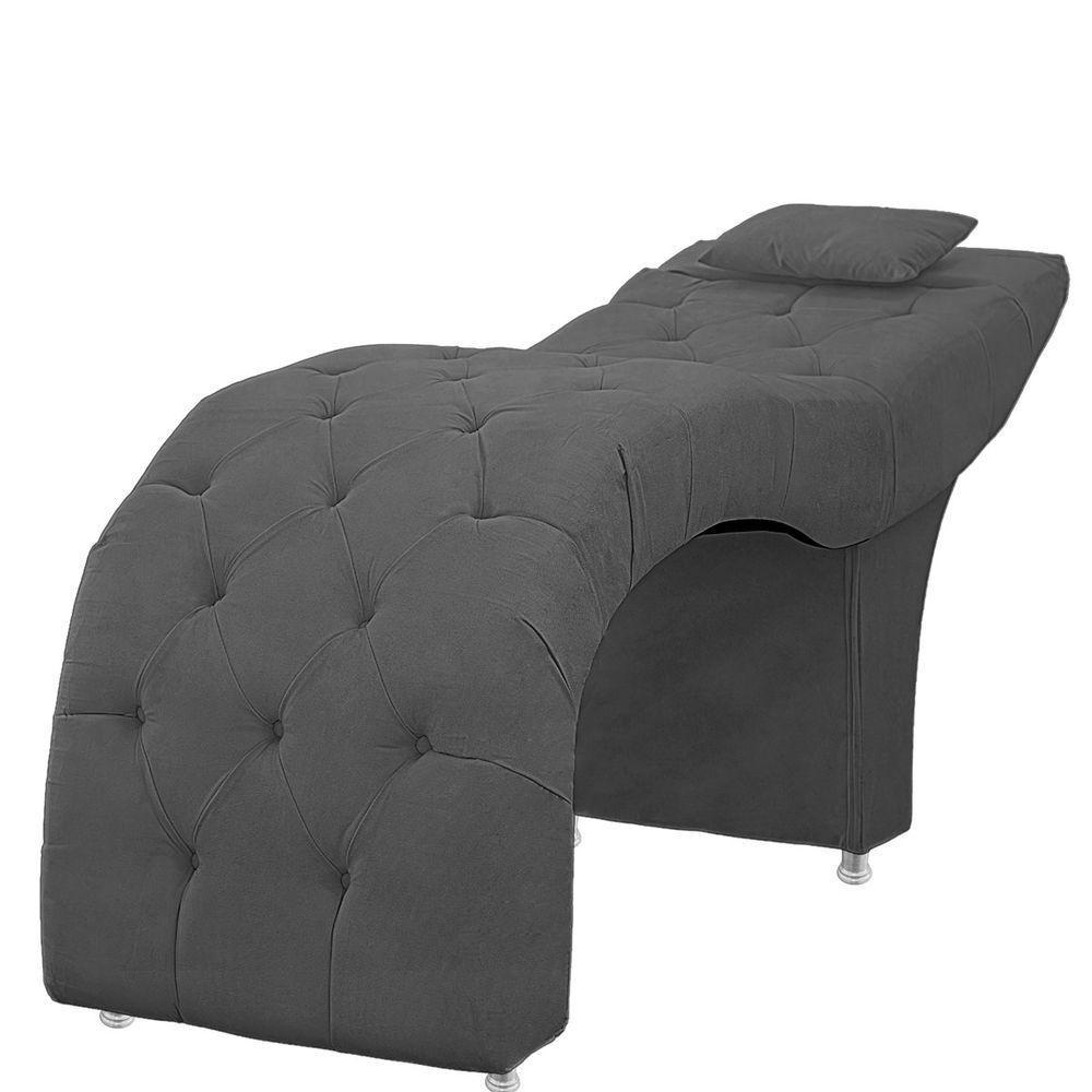 Maca Estofada Capitone Julia Para Estetica Facial Sombrancelha E Cilios Suede Cor Cinza Chumbo - 1