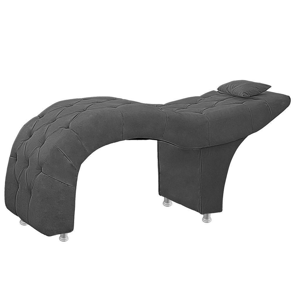 Maca Estofada Capitone Julia Para Estetica Facial Sombrancelha E Cilios Suede Cor Cinza Chumbo - 3