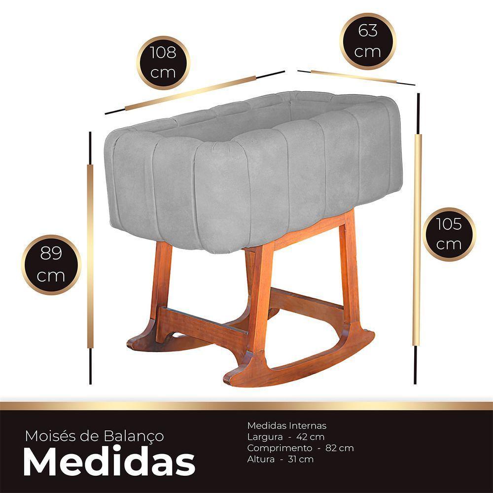 Moises Balanço Com Colchão Para Baby Cor Cinza Claro - 2