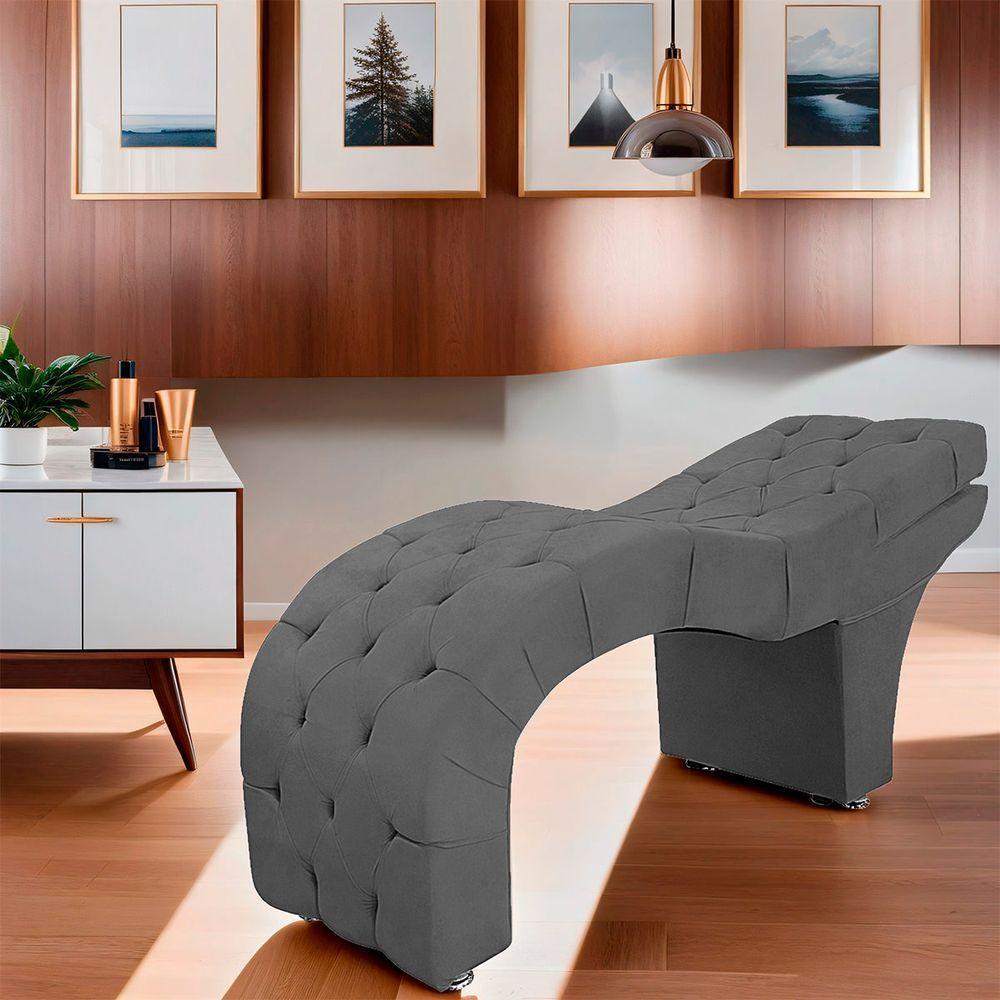 Maca Capitone Reclinável Estofada Para Estetica Facial Sombrancelha E Cílios Suede Yasmim Cor Cinza Chumbo - 4