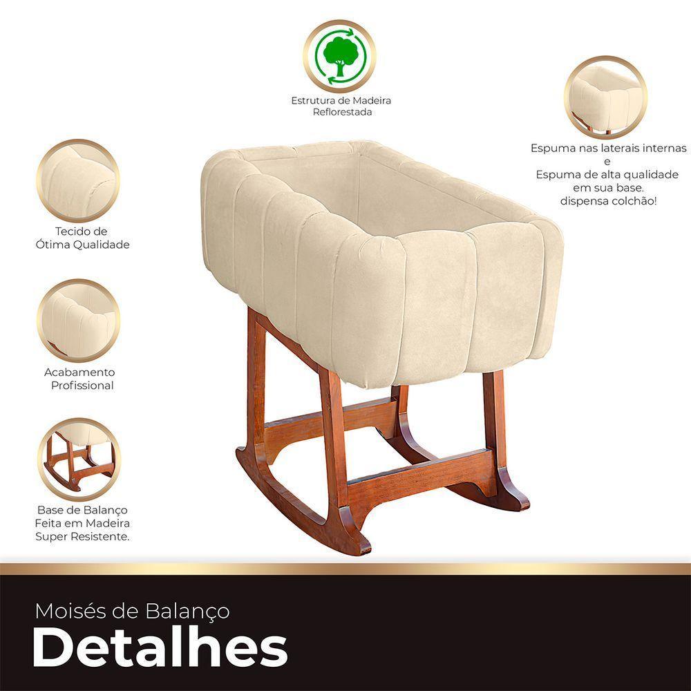 Moises Balanço Com Colchão Para Baby Cor Bege - 5