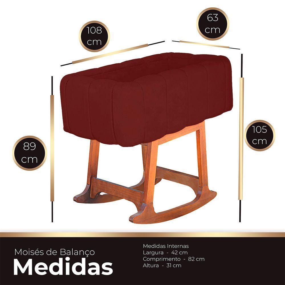 Moises Balanço Com Colchão Para Baby Cor Marsala - 2