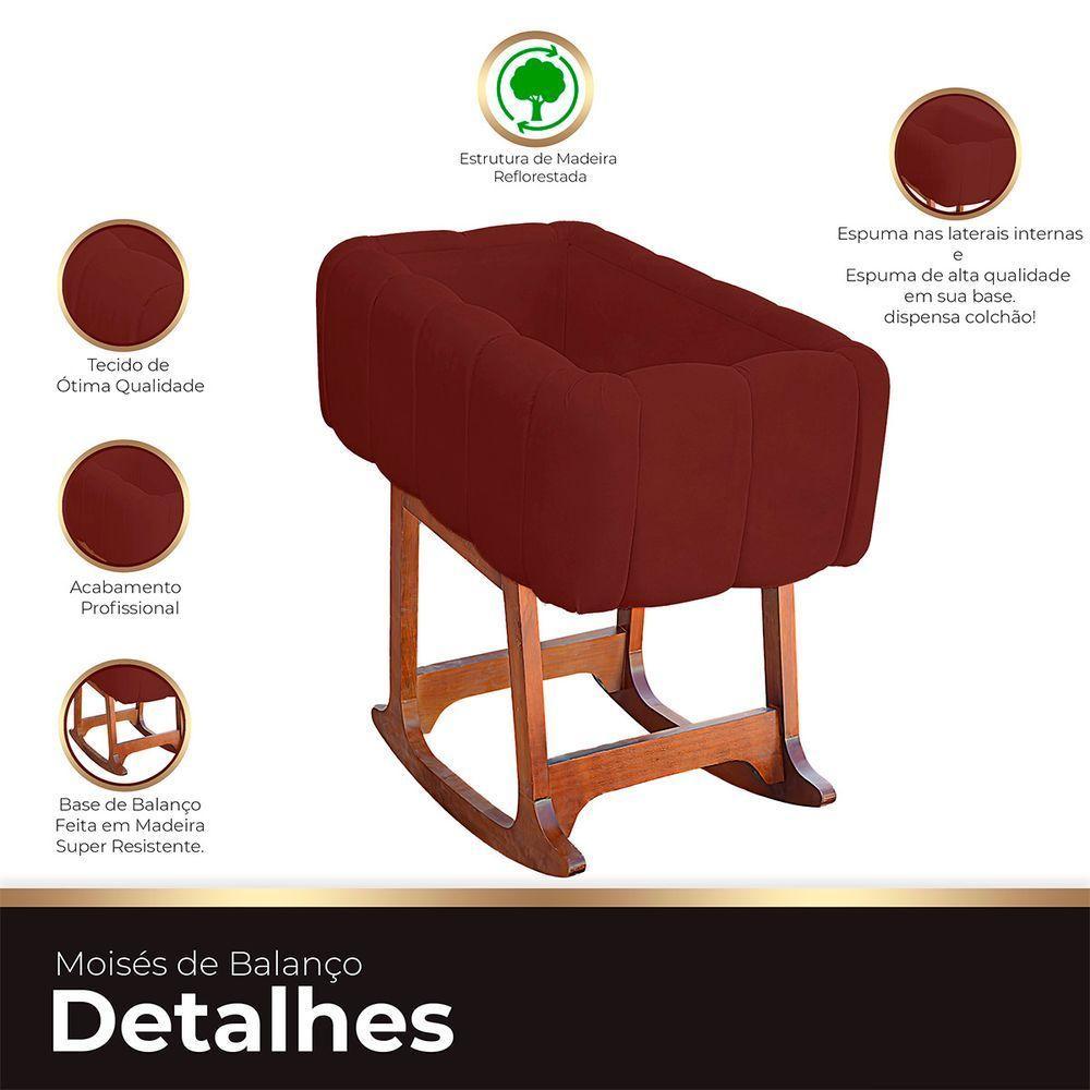 Moises Balanço Com Colchão Para Baby Cor Marsala - 4