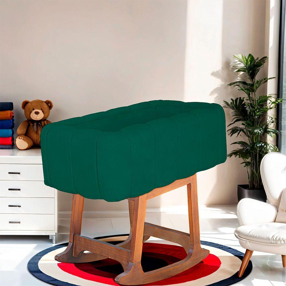 Moises Balanço Com Colchão Para Baby Cor Verde Esmeralda - 7