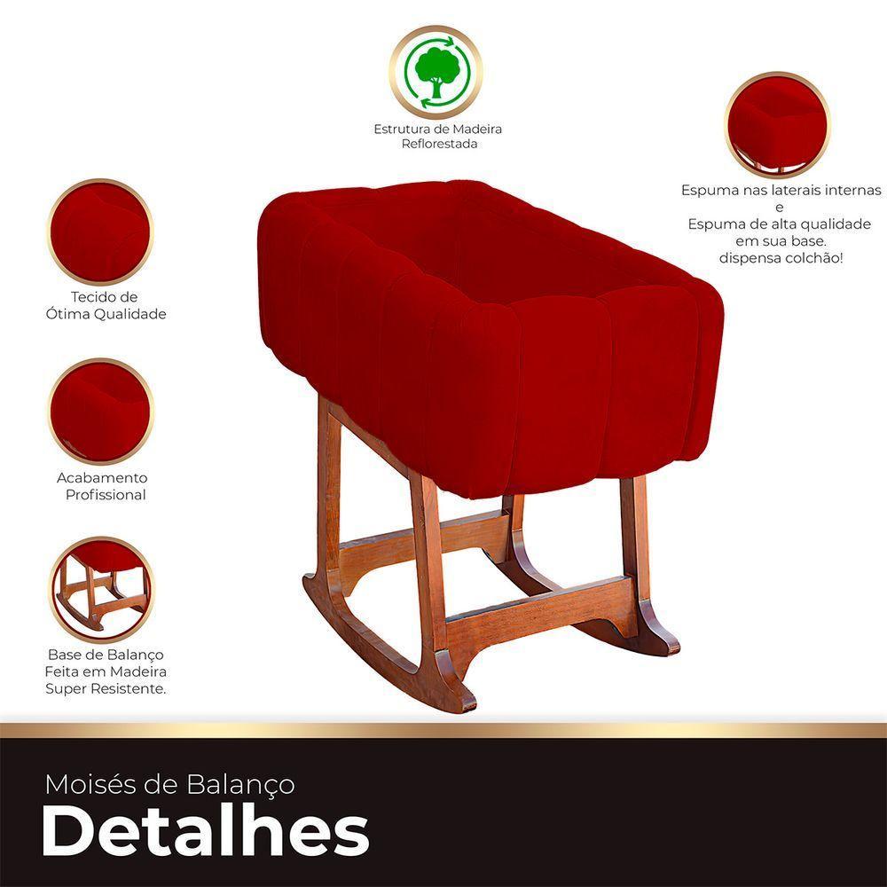 Moises Balanço Com Colchão Para Baby Cor Vermelho - 2