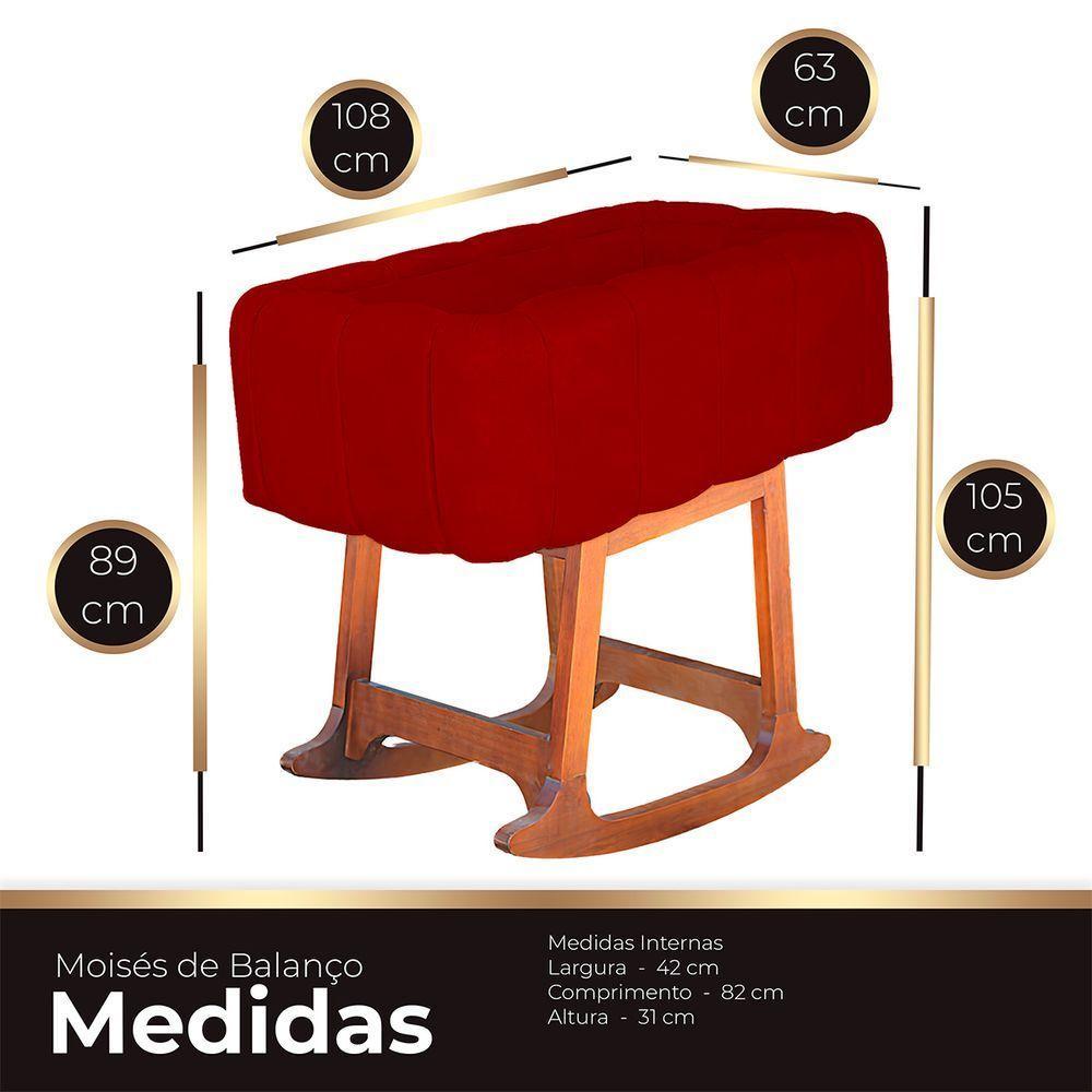 Moises Balanço Com Colchão Para Baby Cor Vermelho - 3