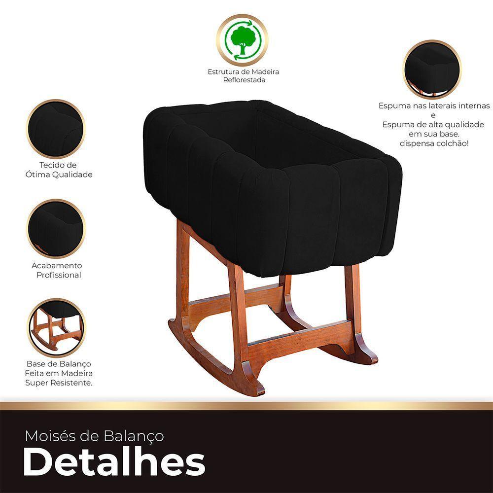 Moises Balanço Com Colchão Para Baby Cor Preto - 5