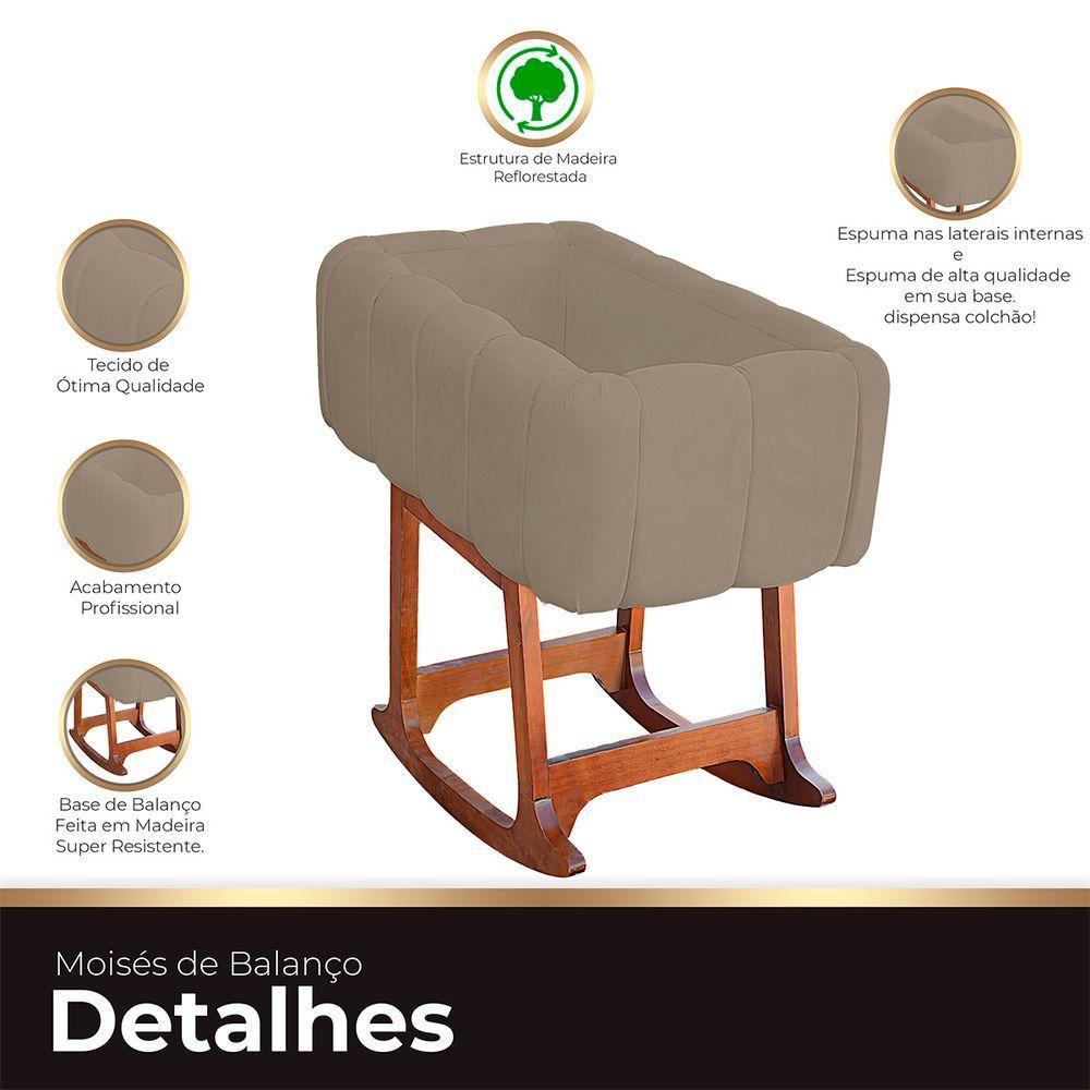 Moises Balanço Com Colchão Para Baby Cor Capuccino - 6