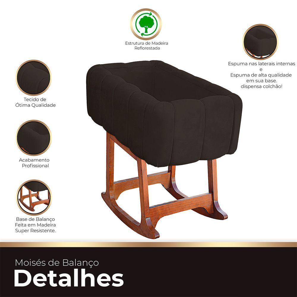 Moises Balanço Com Colchão Para Baby Cor Marrom - 5