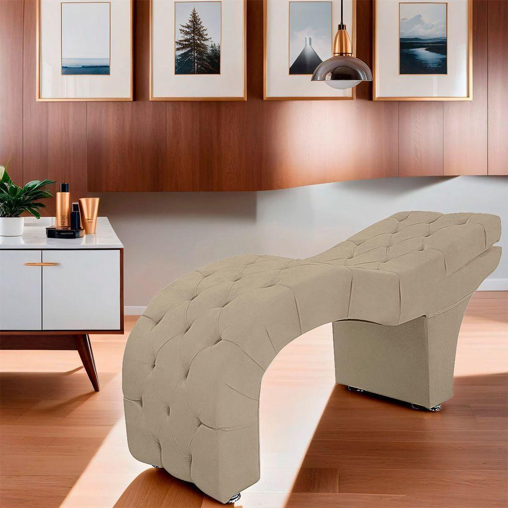 Maca Capitone Reclinável Estofada Para Estetica Facial Sombrancelha E Cílios Suede Yasmim Cor Bege Médio - 4