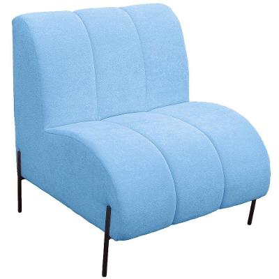 Namoradeira Marselha Pés De Ferro Para Sala Hotel Tecido Boucle Cor Azul Claro