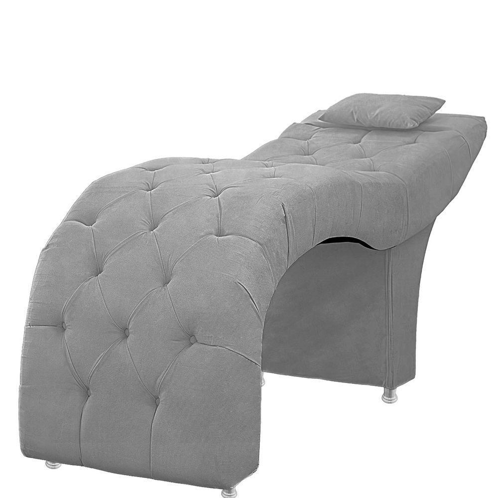 Maca Estofada Capitone Julia Para Estetica Facial Sombrancelha E Cilios Suede Cor Cinza Claro - 1