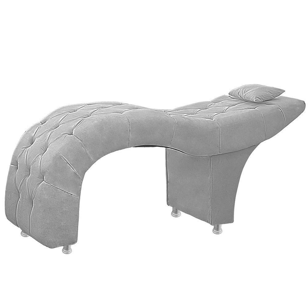 Maca Estofada Capitone Julia Para Estetica Facial Sombrancelha E Cilios Suede Cor Cinza Claro - 6