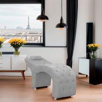 Maca Estofada Capitone Julia Para Estetica Facial Sombrancelha E Cilios Suede Cor Cinza Claro