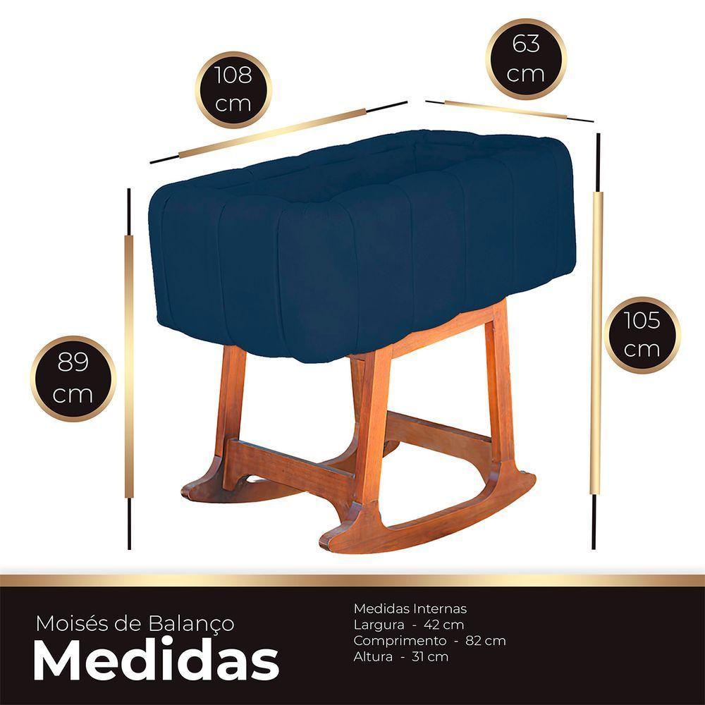 Moises Balanço Com Colchão Para Baby Cor Azul Marinho - 2