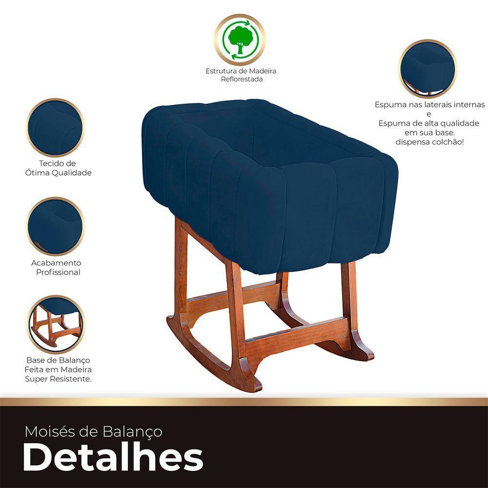 Moises Balanço Com Colchão Para Baby Cor Azul Marinho - 5
