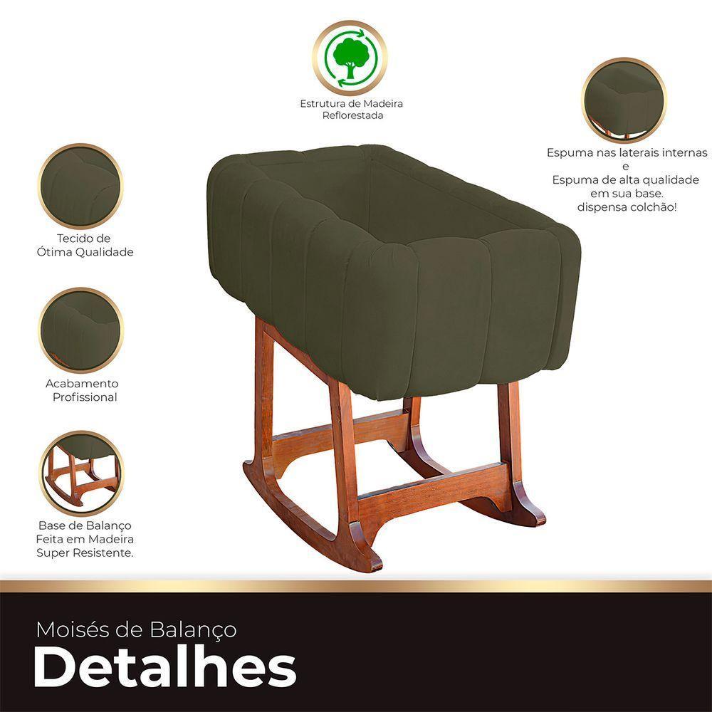 Moises Balanço Com Colchão Para Baby Cor Chocolate - 5