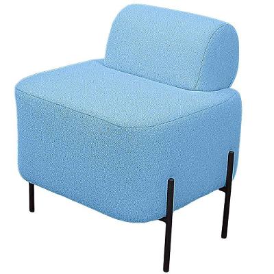Puff Estofado Virginia Decorativo Tecido Boucle Cor Azul Claro