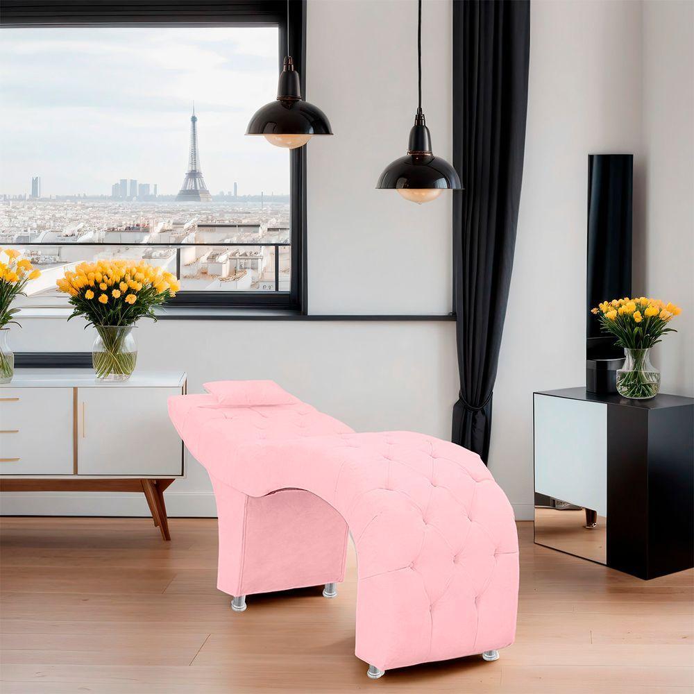 Maca Estofada Capitone Julia Para Estetica Facial Sombrancelha E Cilios Suede Cor Rosa Bebe - 6