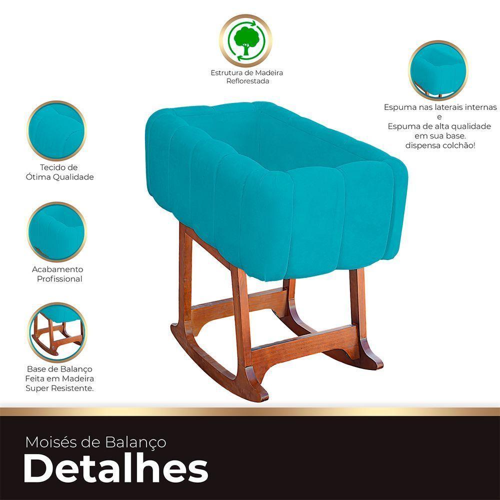Moises Balanço Com Colchão Para Baby Cor Azul Claro - 6