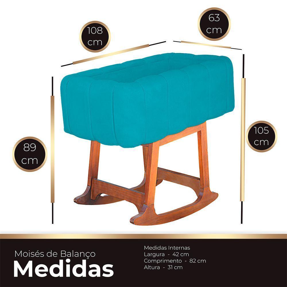 Moises Balanço Com Colchão Para Baby Cor Azul Claro - 8