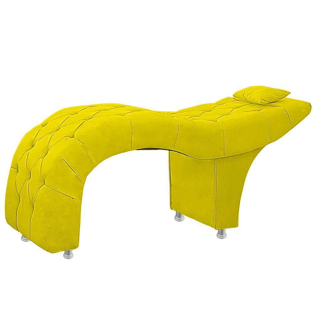 Maca Estofada Capitone Julia Para Estetica Facial Sombrancelha E Cilios Suede Cor Amarelo - 3