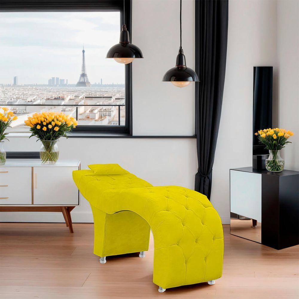 Maca Estofada Capitone Julia Para Estetica Facial Sombrancelha E Cilios Suede Cor Amarelo - 6