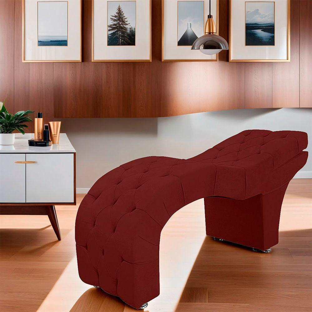 Maca Capitone Reclinável Estofada Para Estetica Facial Sombrancelha E Cílios Suede Yasmim Cor Marsala - 4