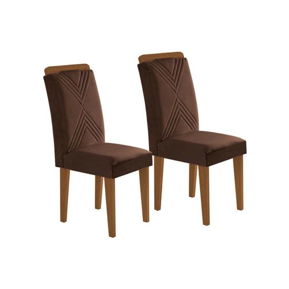Kit 2 Cadeiras Sala Jantar Amsterdã 2 Un Madeira Capuccino-suede Marrom - Rufato - 1