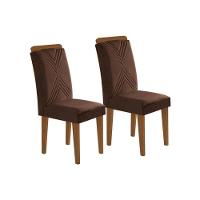 Kit 2 Cadeiras Sala Jantar Amsterdã 2 Un Madeira Capuccino-suede Marrom - Rufato - 1