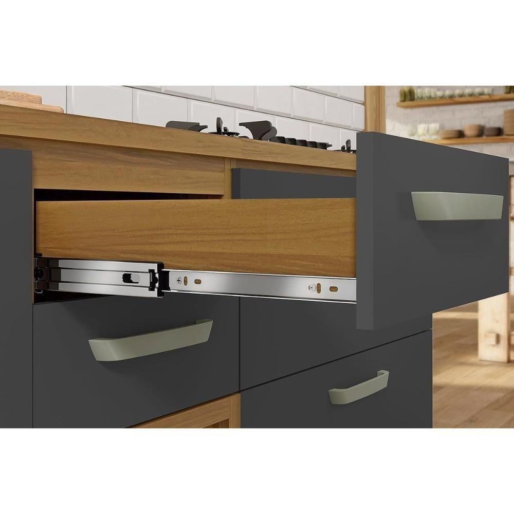 Cozinha Completa Princesa 5 Peças (1 Armário + 2 Balcões + 1 Paneleiro + 1 Ilha) C6p61 Freijo-off White - Nesher - 6