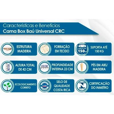 Conjunto Box Baú Solteiro Colchão Espuma Ortobom D23 Physical Super Resistente Bordado + Base Crc Courano White(88x188)